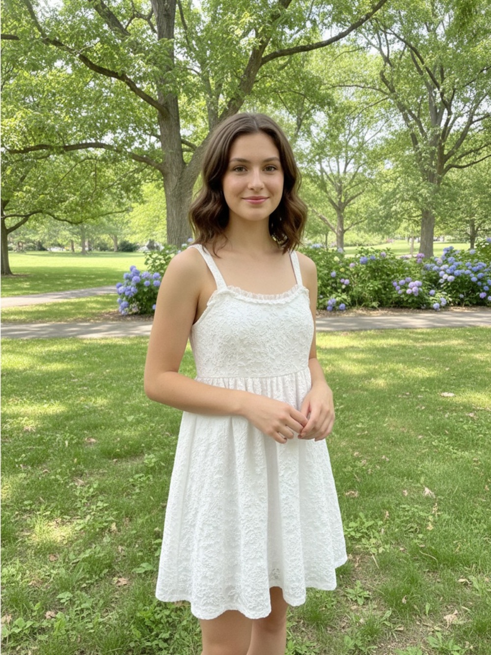 Francesca's Women’s White Embroidered Sundress